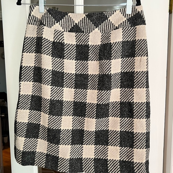 Talbots petites beige wool gingham skirt 8P - Picture 5 of 7